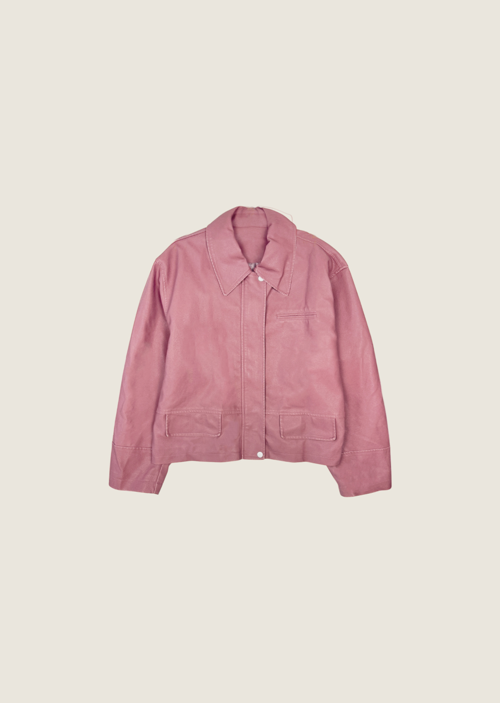 莓果皮革騎士夾克