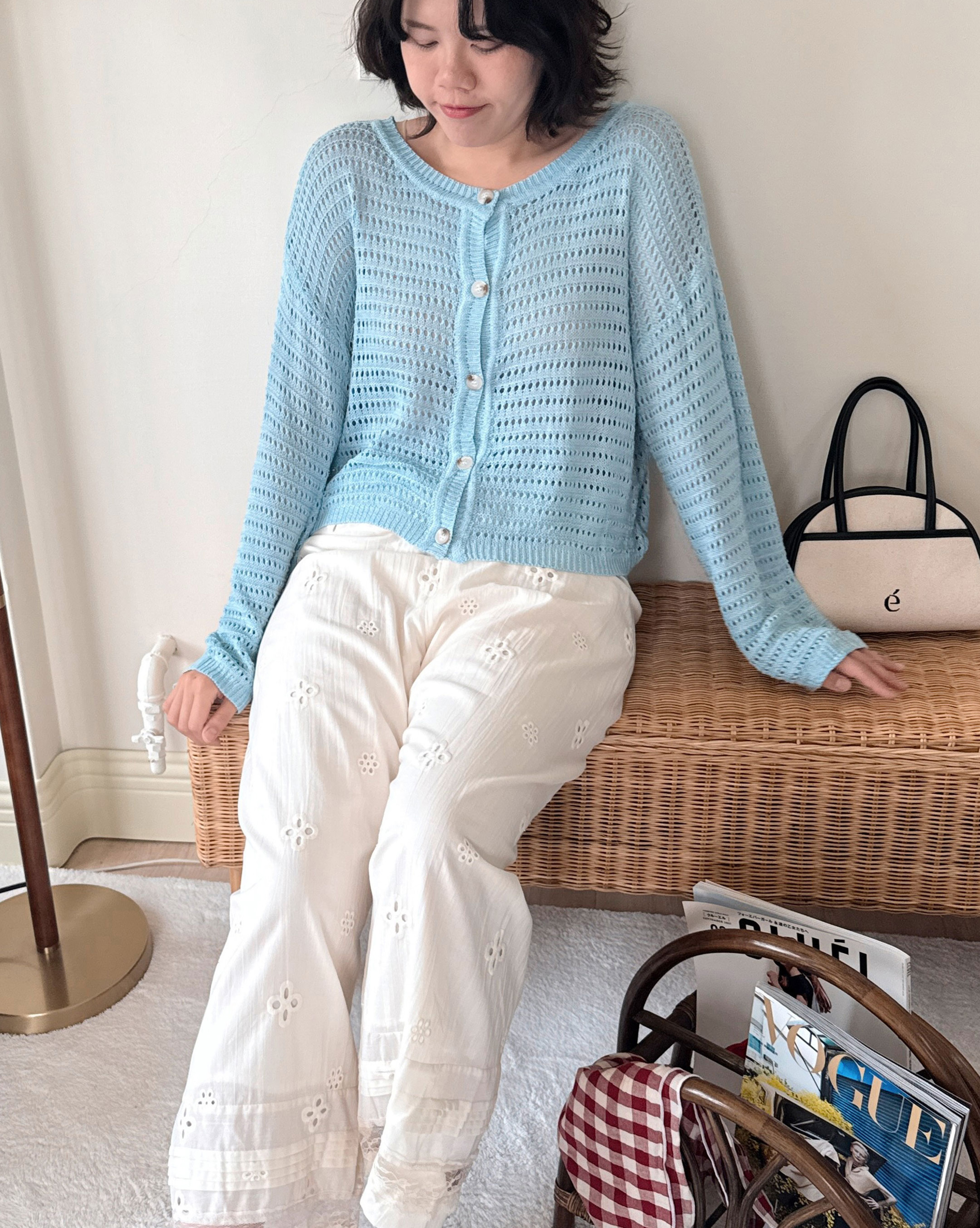 witharch法式前後穿扣衫-藍3