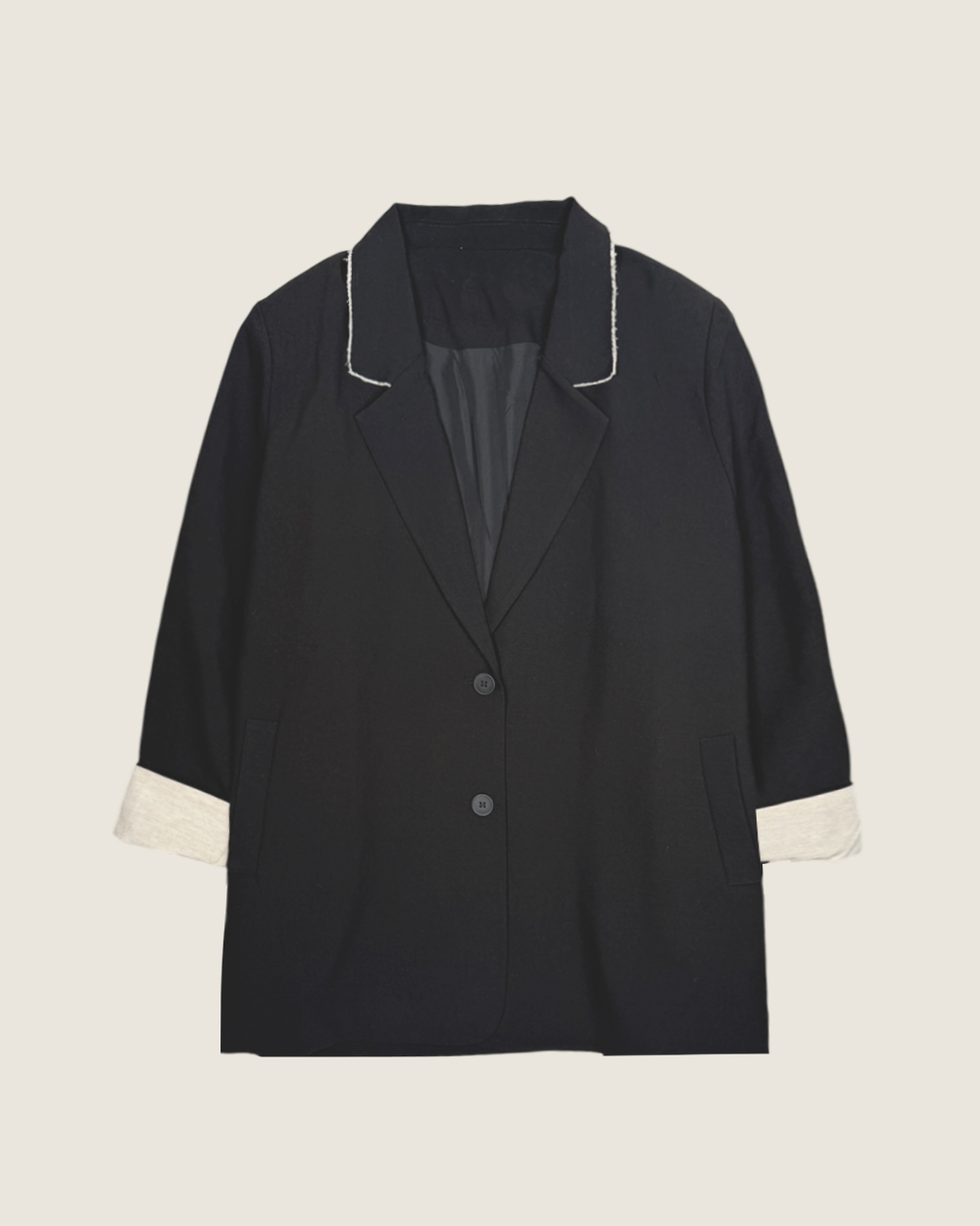 撞色毛邊寬版西外7