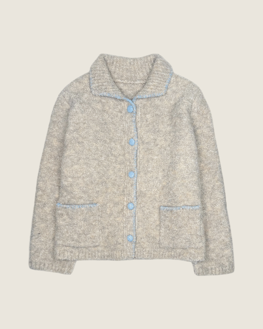 翻領圈圈開襟外套-卡其8