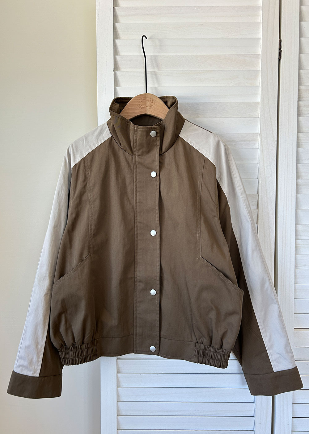 棉質撞色立領夾克6