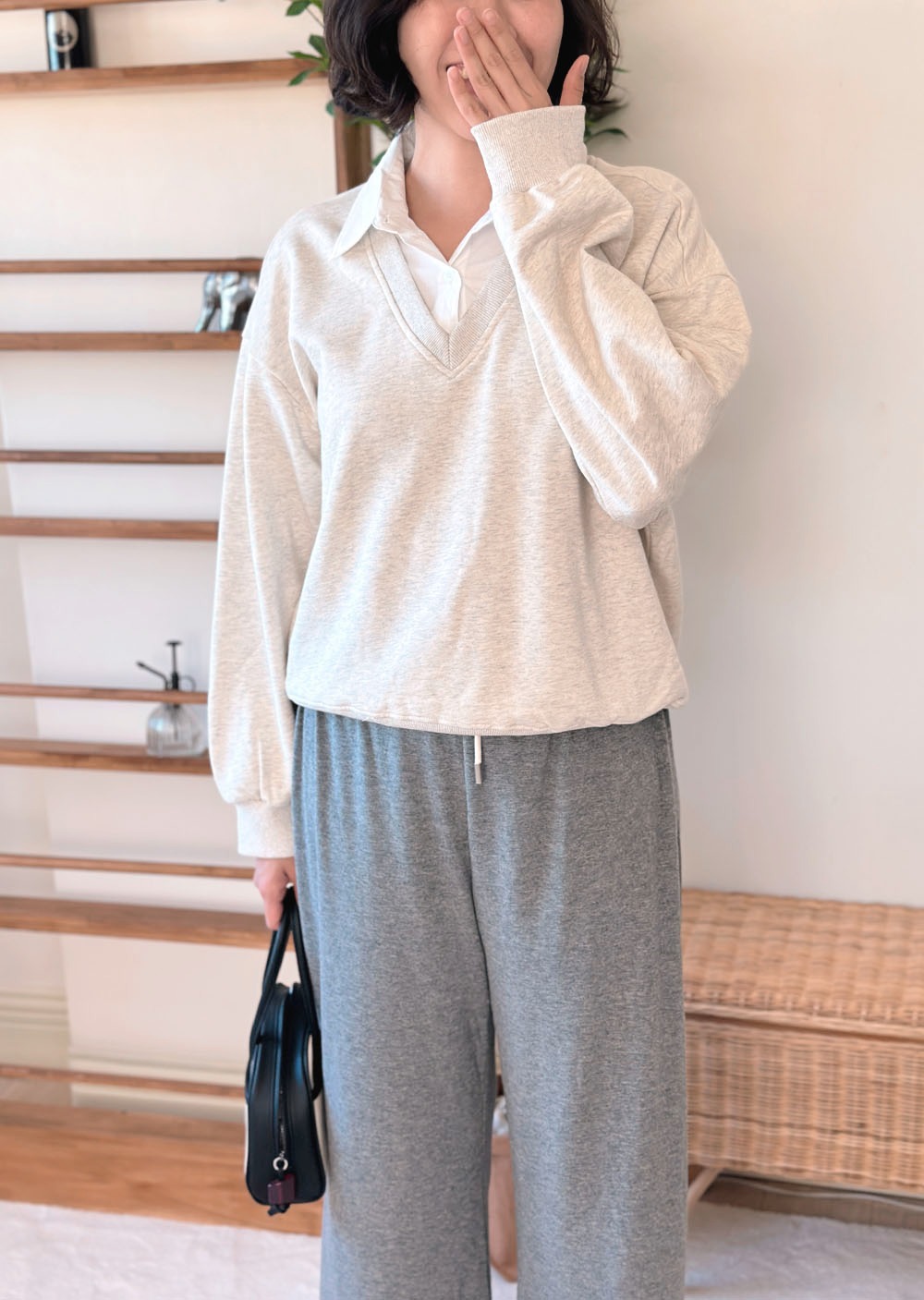 法式假兩件大學tee5