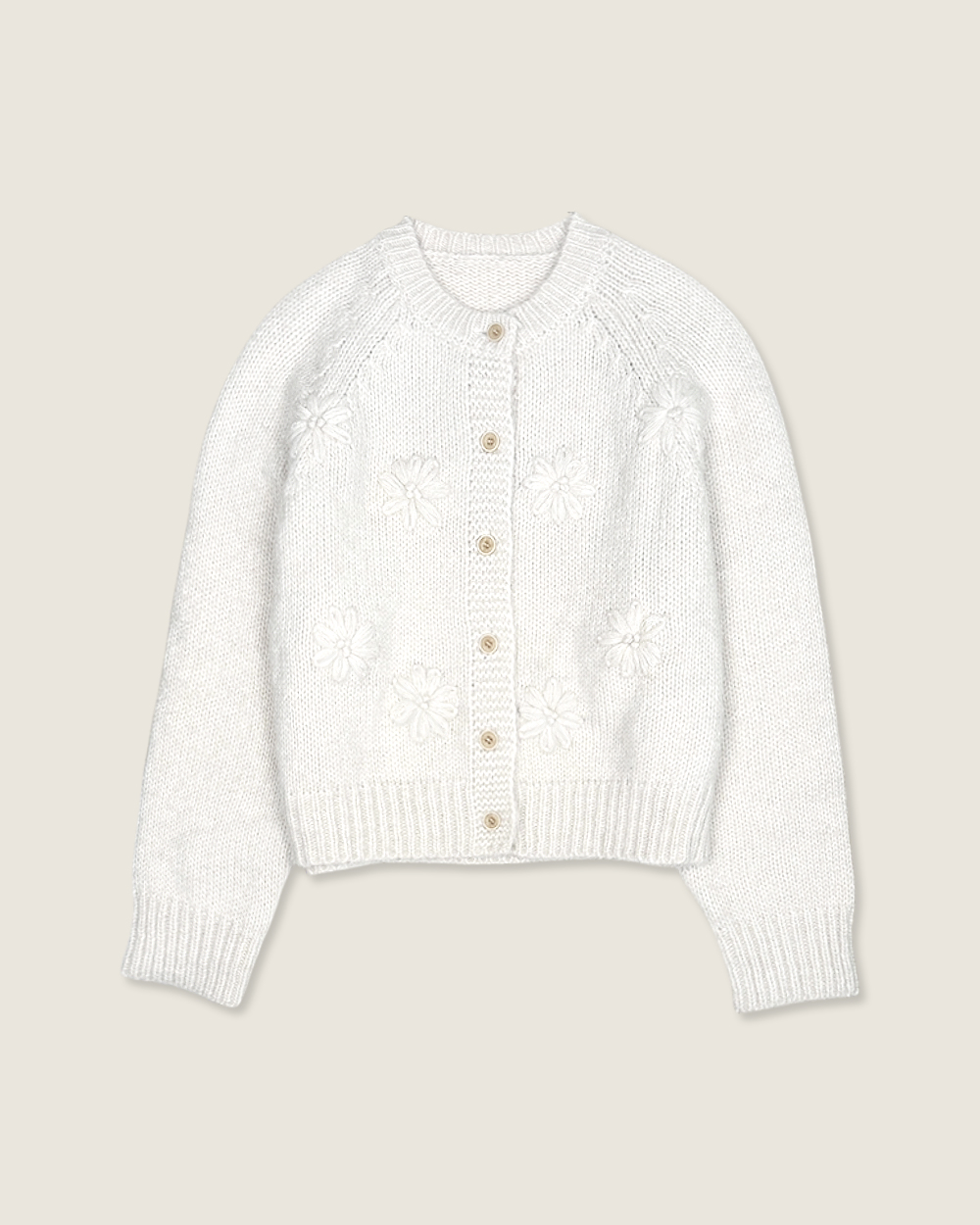 手工繡花開襟外套-杏