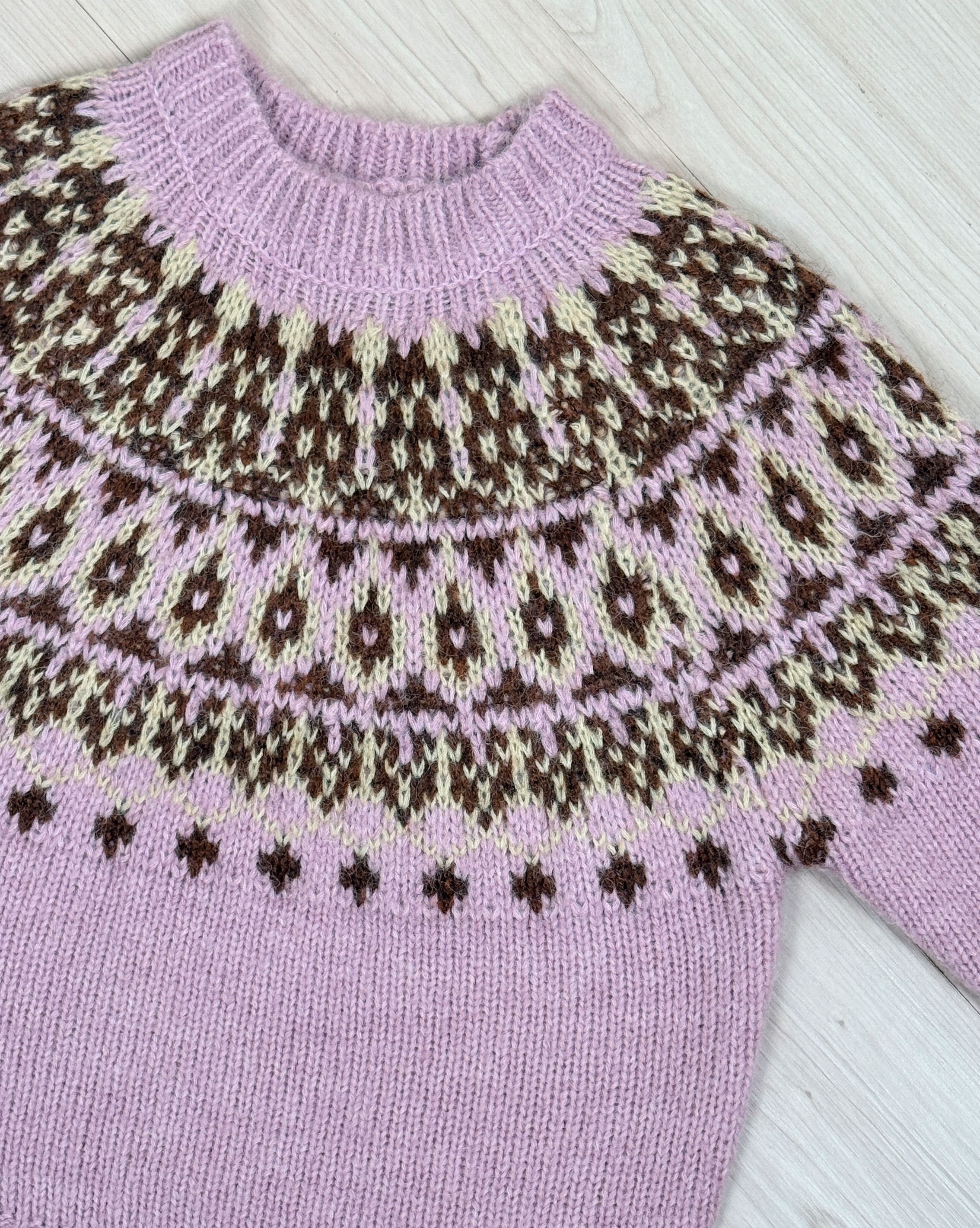 費爾島緹花毛衣-粉7