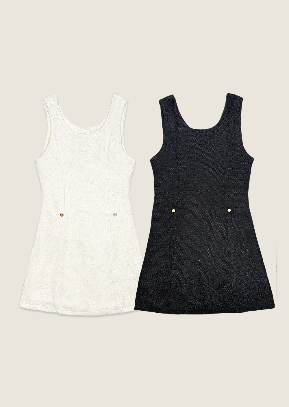 金扣花呢背心洋裝