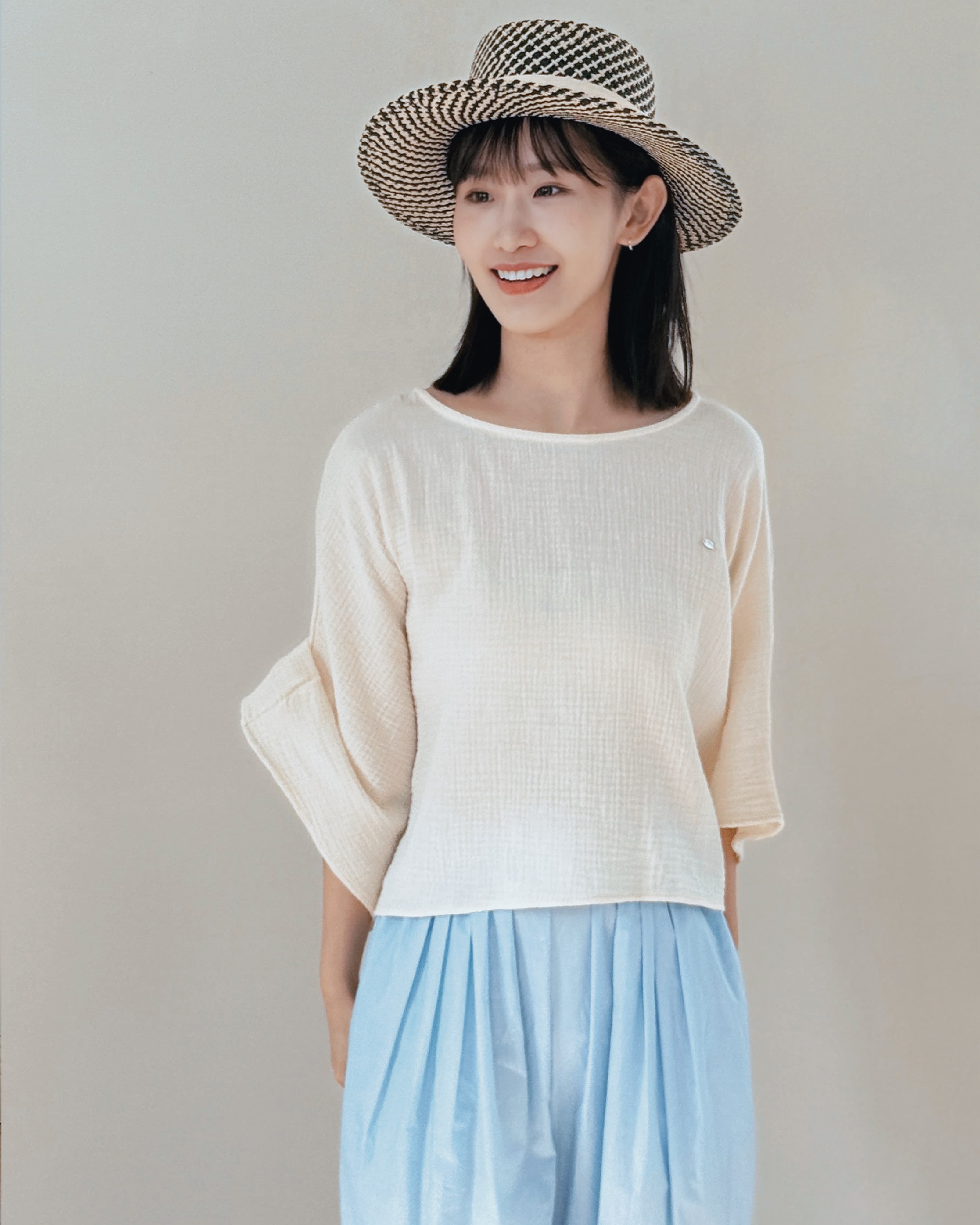 witharch-棉紗連袖上衣-杏1