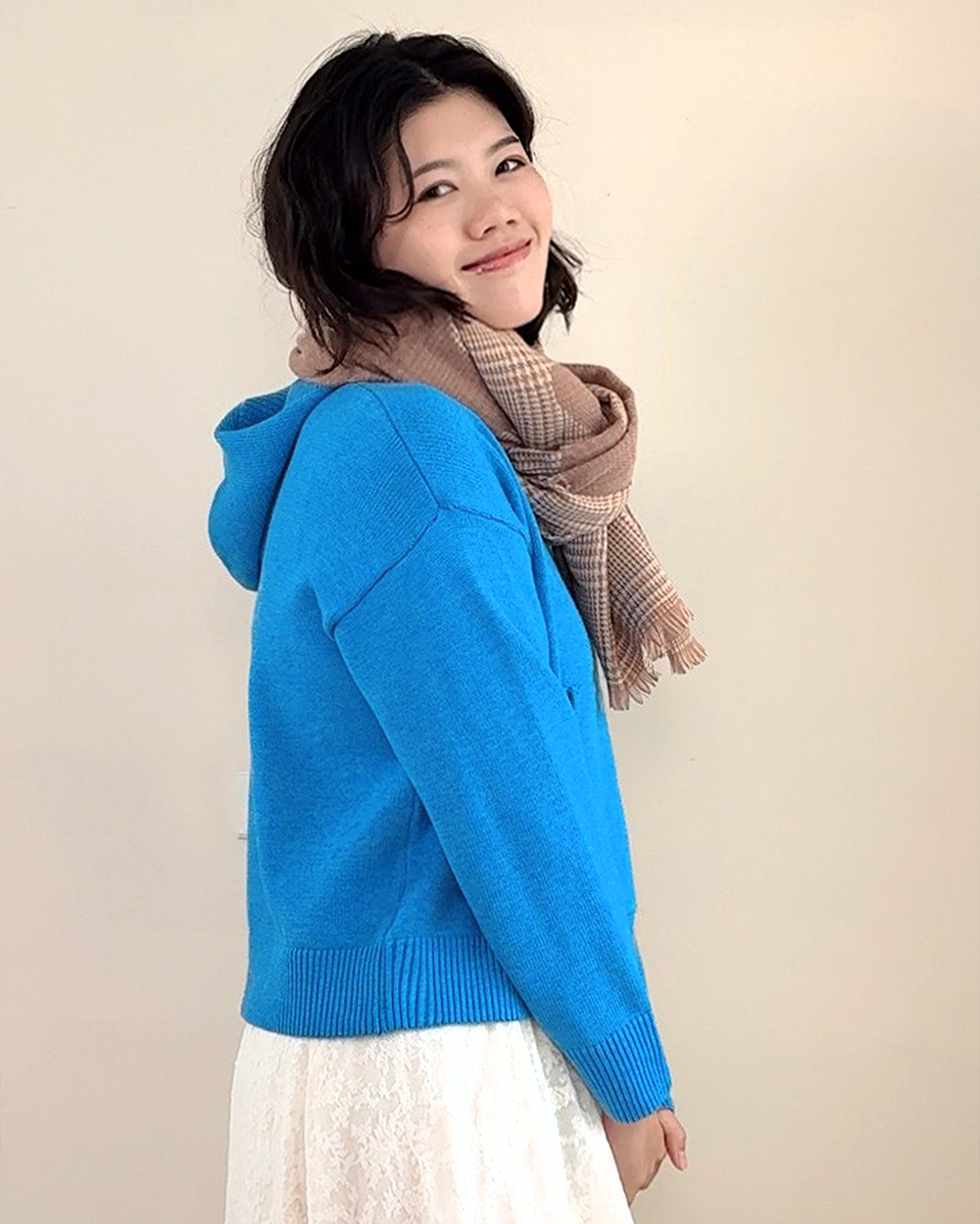 蘇格蘭愛心圍巾-灰粉5