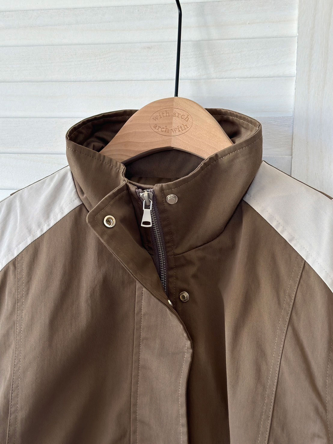 棉質撞色立領夾克10