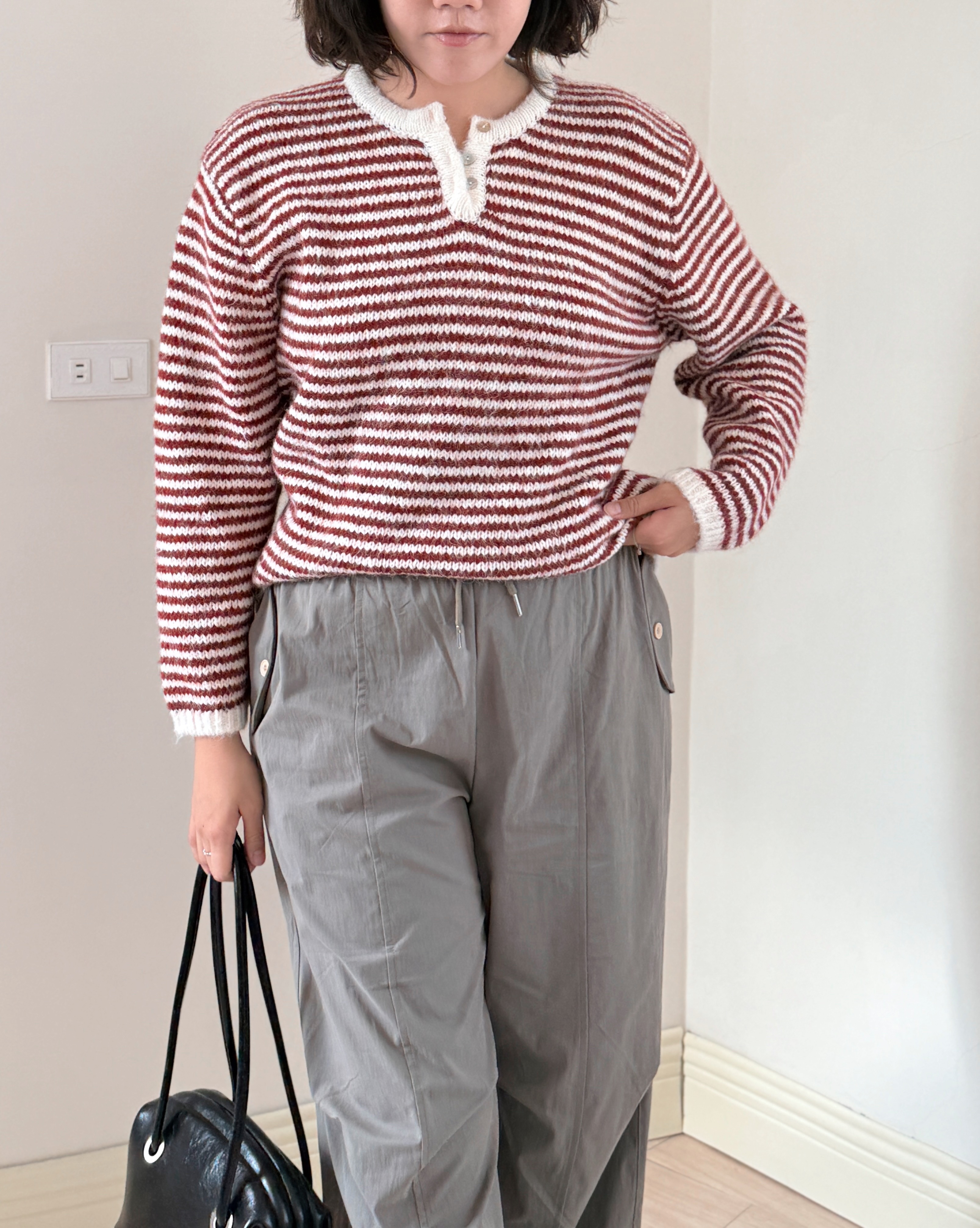 口袋細節鬆緊工裝褲-灰5