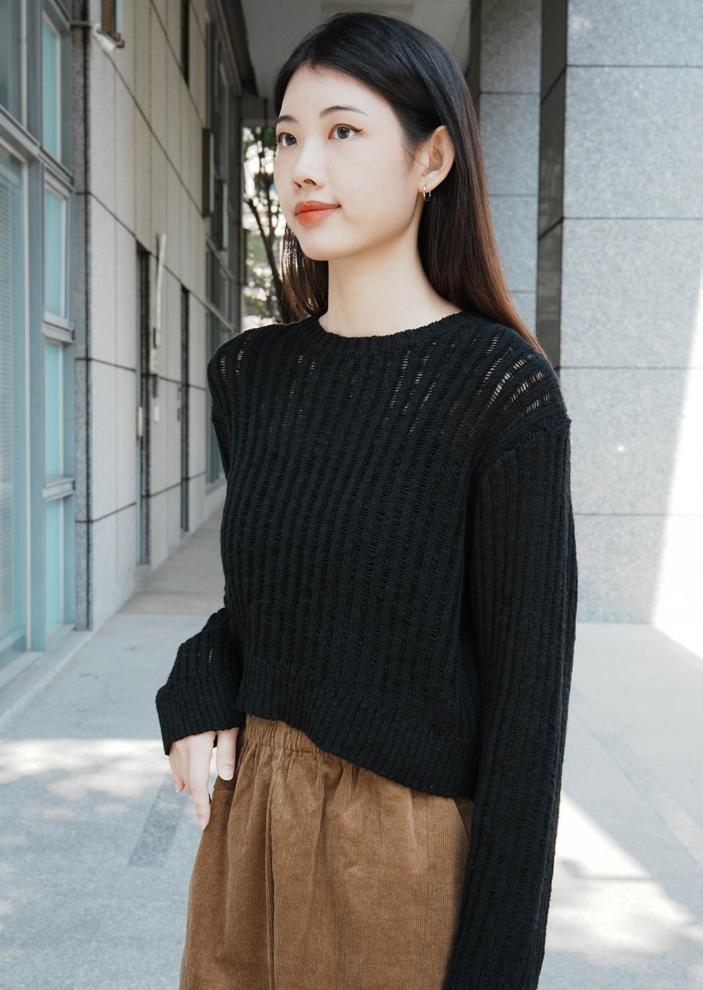 透膚織紋針織上衣5