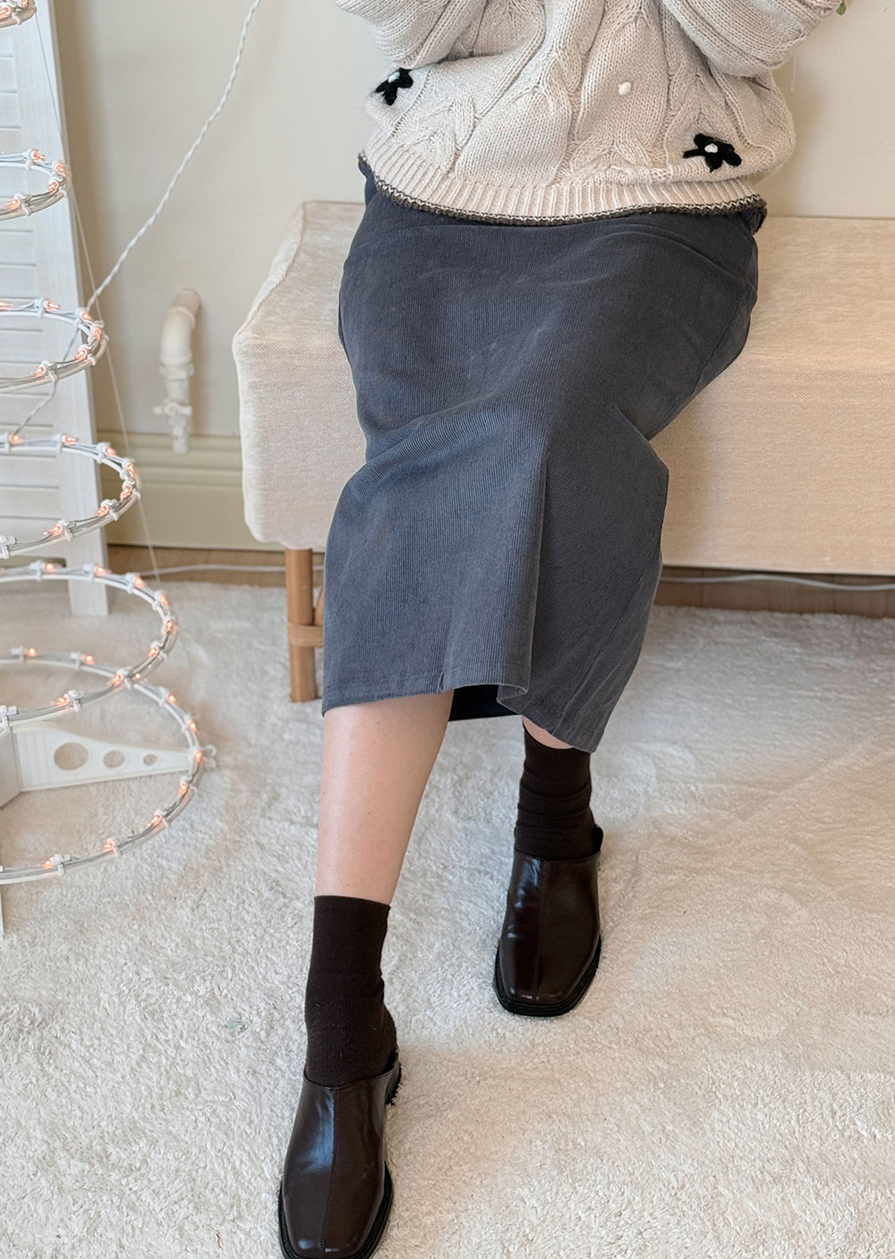 witharch燈心絨口袋長裙4