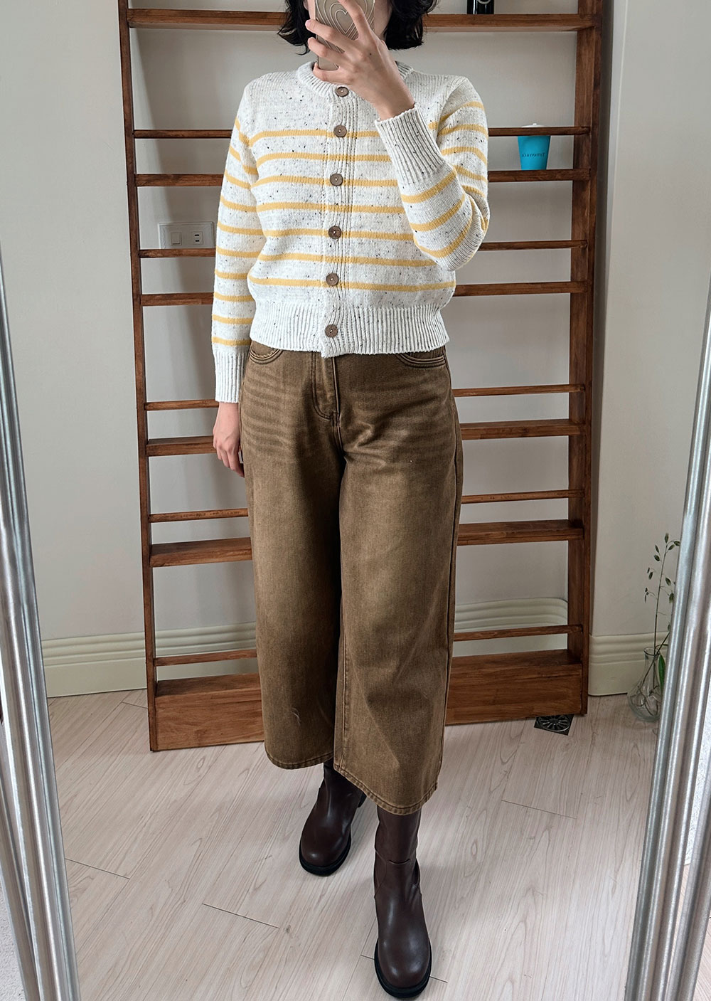 仿舊水洗牛仔寬裤3