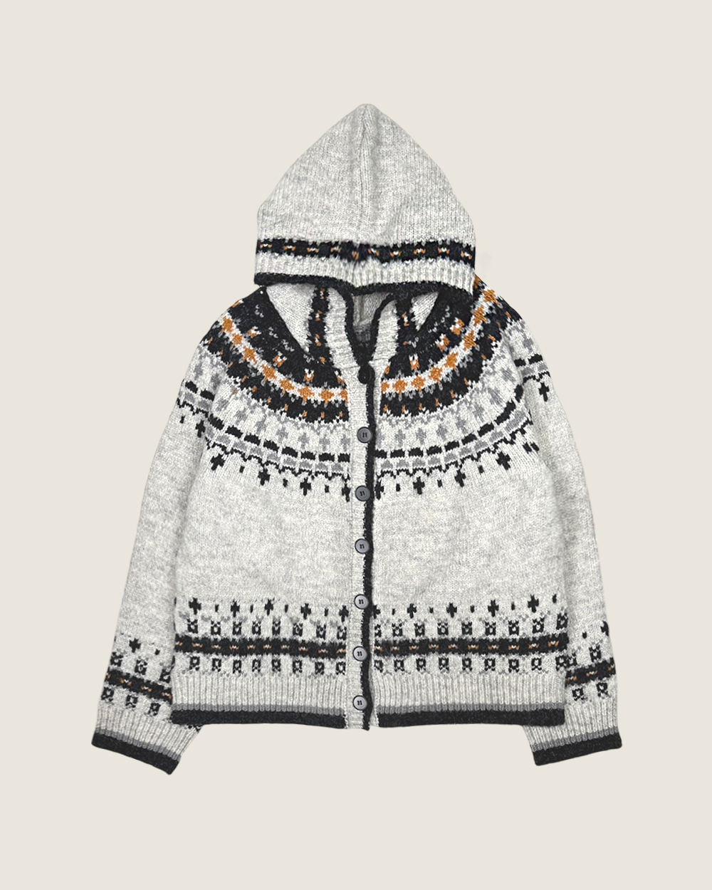 費爾島細緻連帽外套-灰