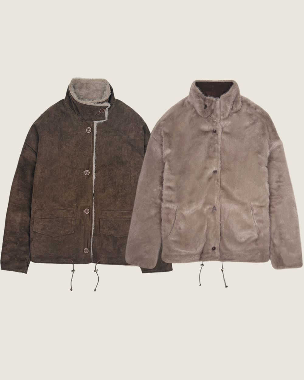 2way毛皮夾克-咖