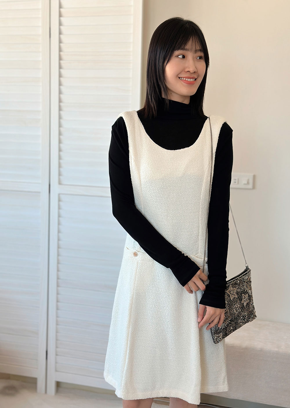 金扣花呢背心洋裝8