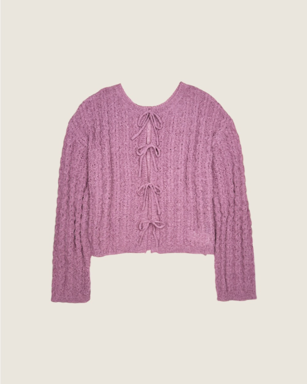 witharch前後穿綁帶開襟衫-粉紫