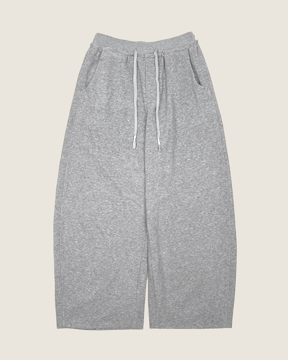 毛呢鬆緊彎刀褲-灰