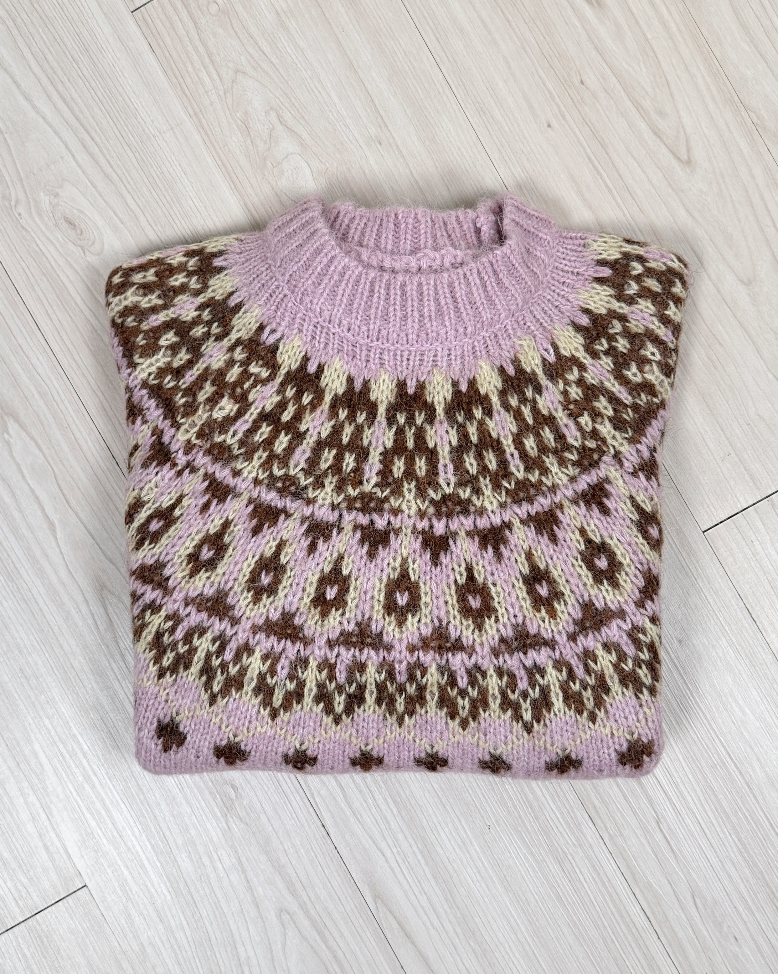 費爾島緹花毛衣-粉6