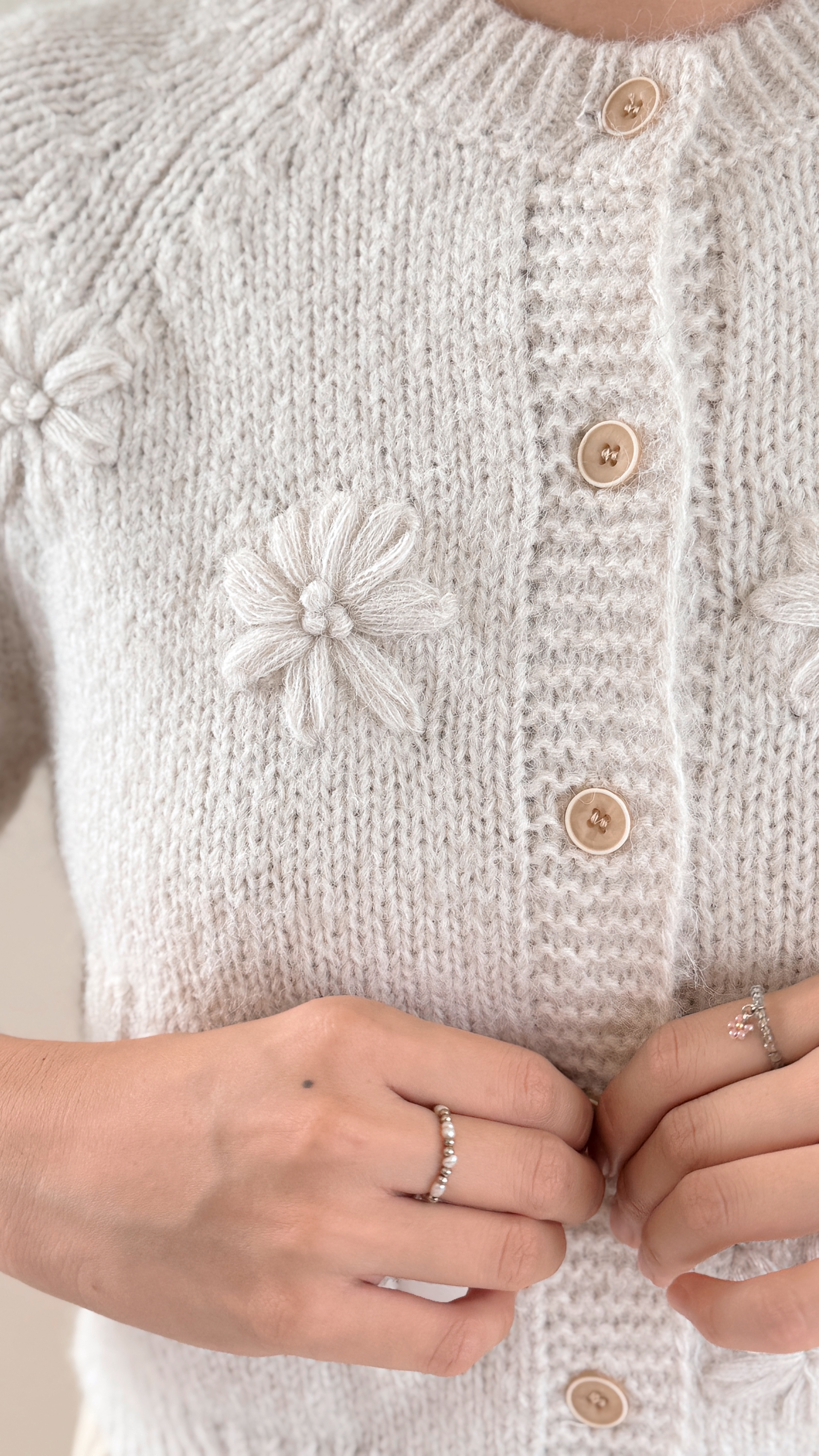 手工繡花開襟外套-杏4