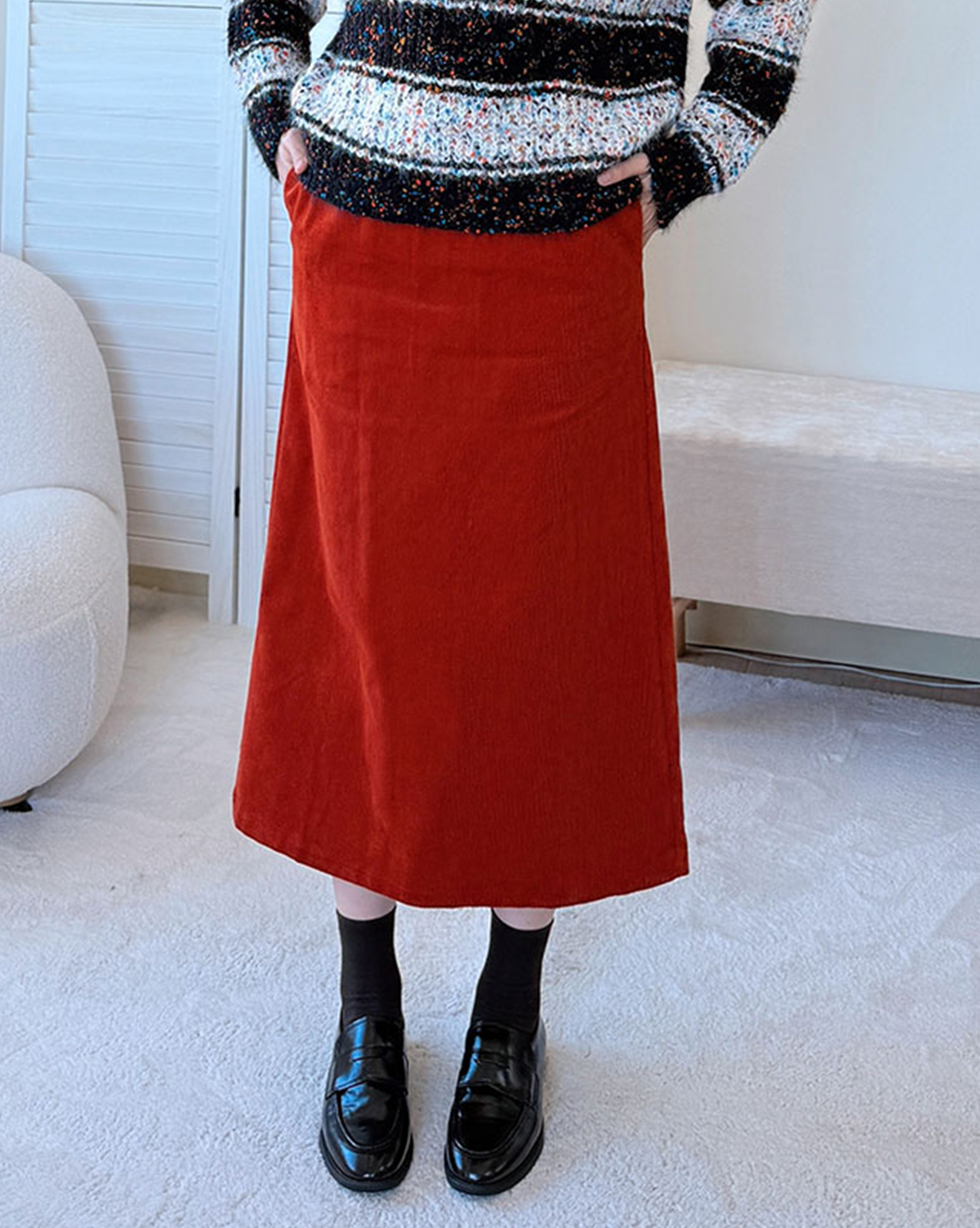 witharch燈心絨口袋長裙6