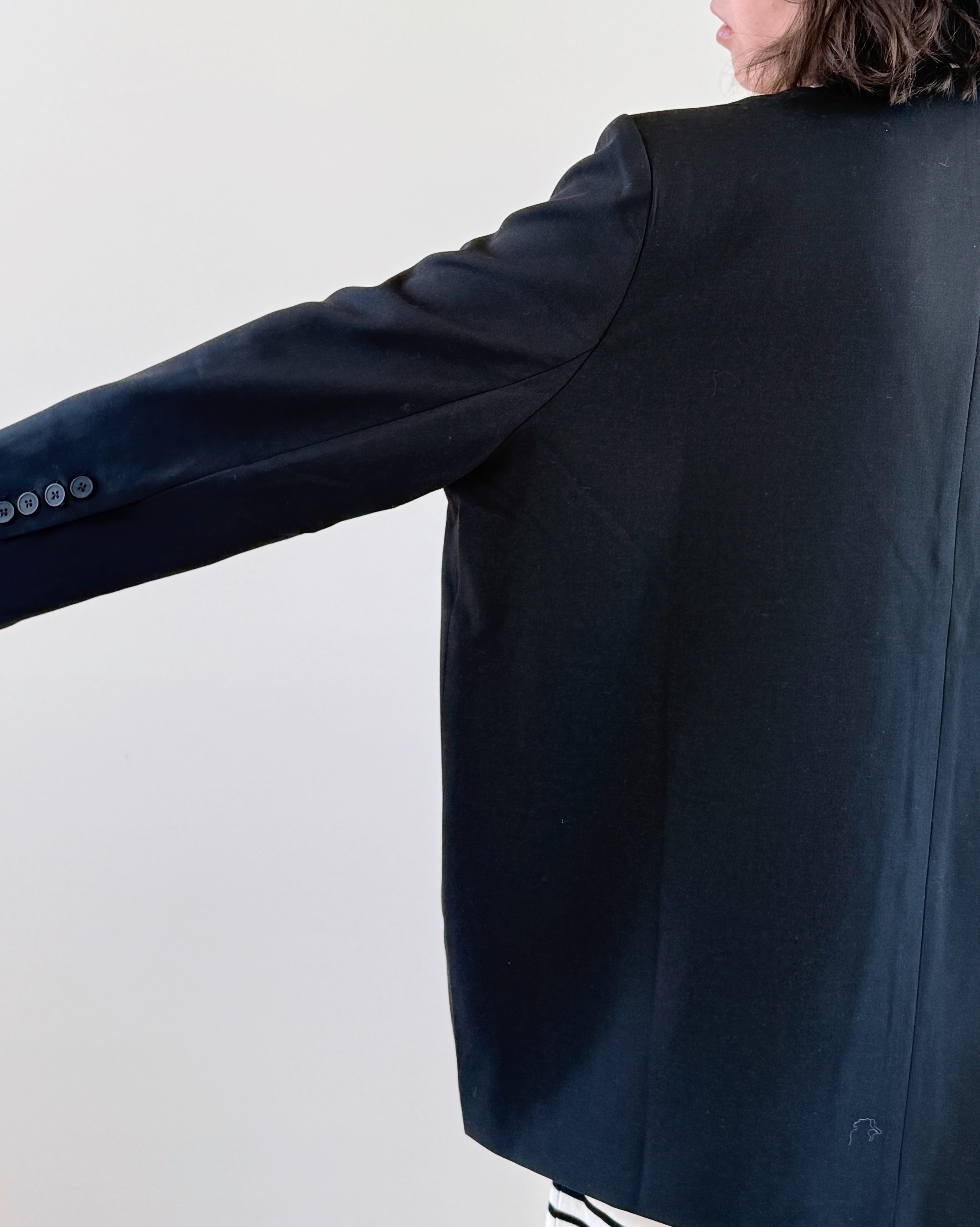 撞色毛邊寬版西外5