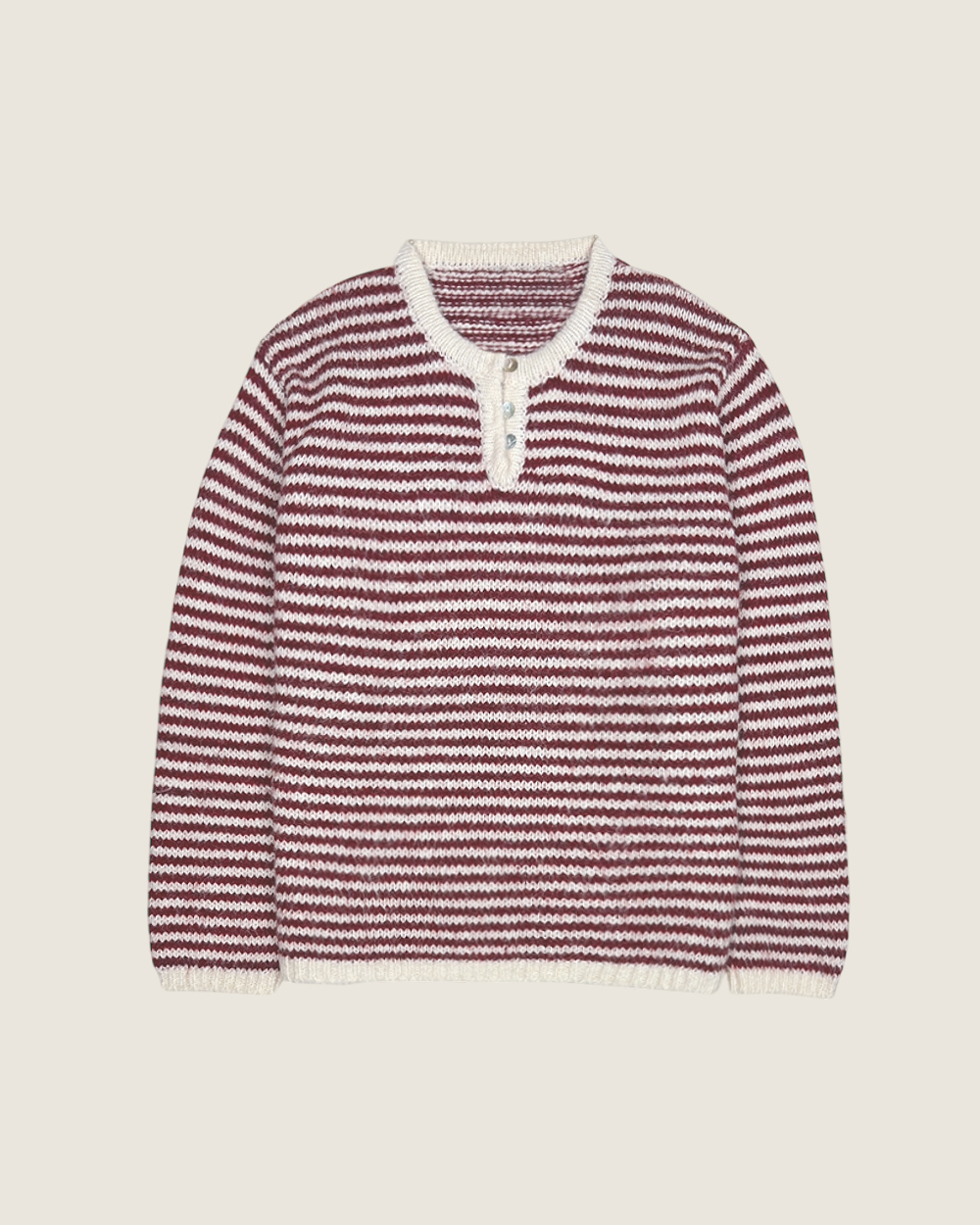 霧絨條紋毛衣-紅5