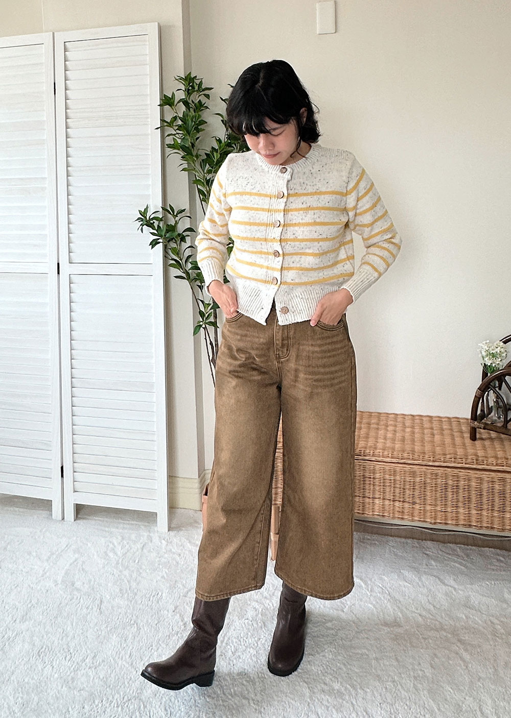 仿舊水洗牛仔寬裤5