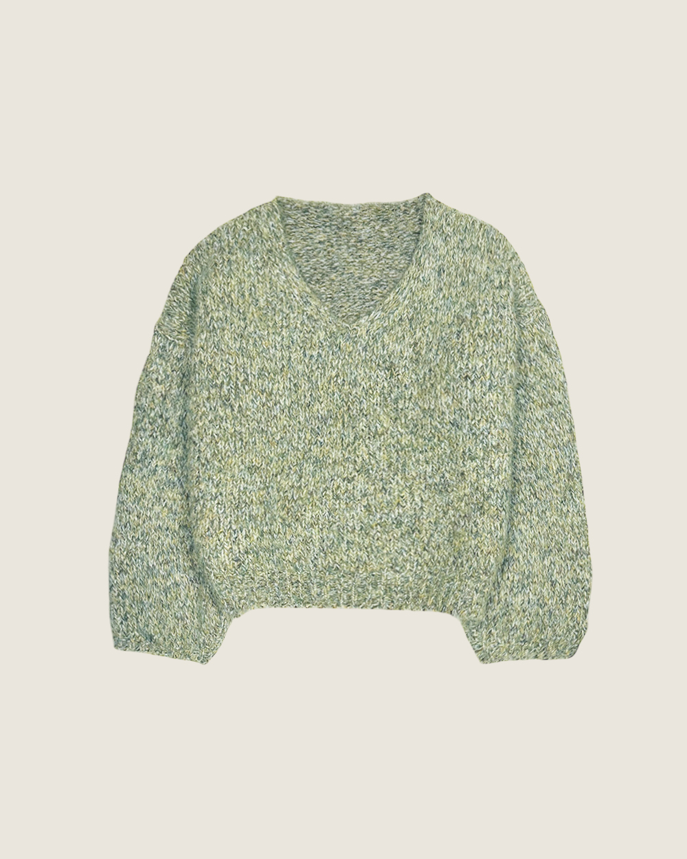 V領花紗羊毛衣-綠6