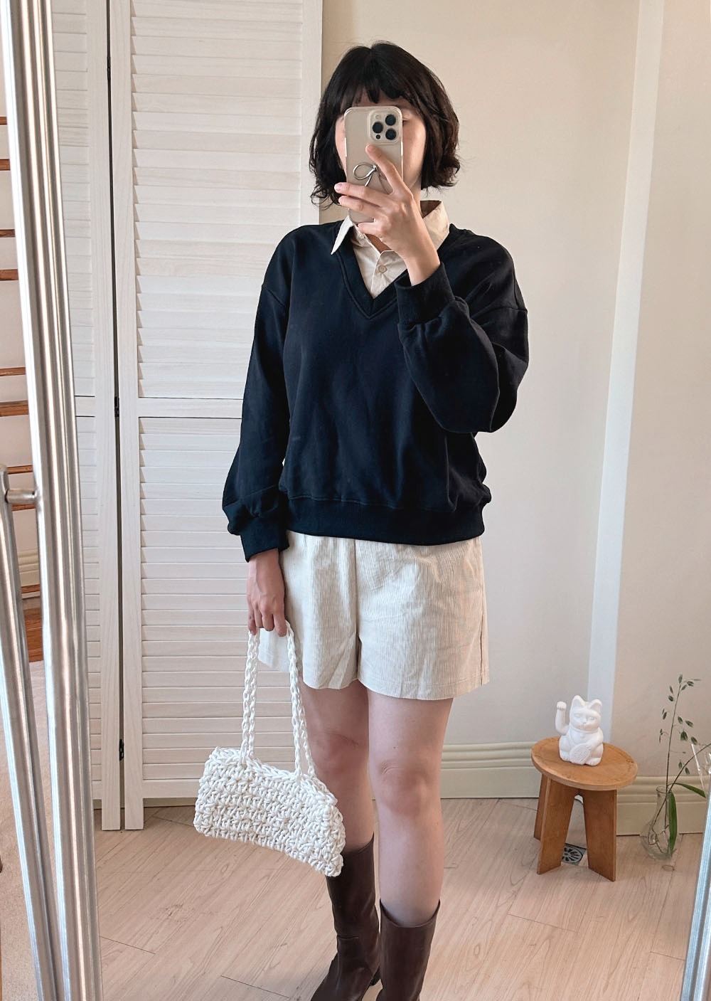 法式假兩件大學tee2