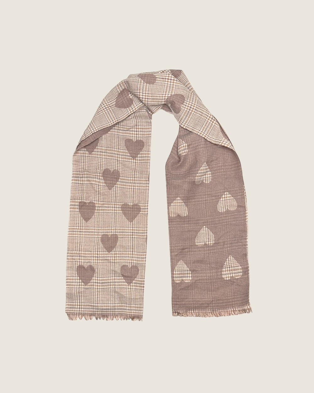 蘇格蘭愛心圍巾-灰粉6