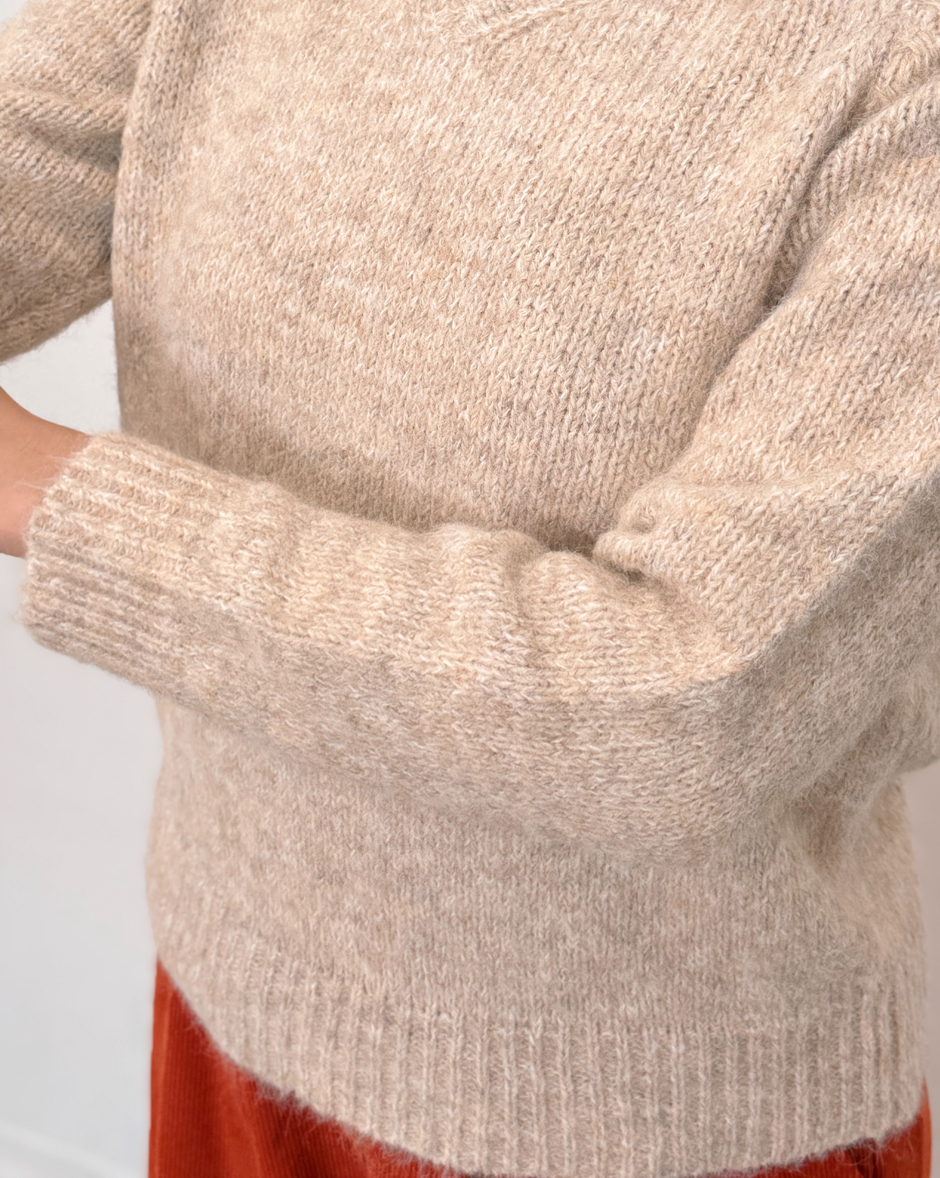 V領花彩毛衣-燕麥5