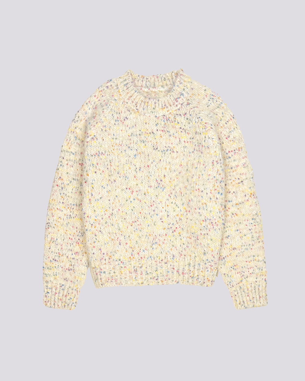 彩點輕絨毛衣-杏