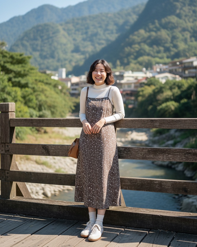 法式穗花吊帶洋裝-咖2