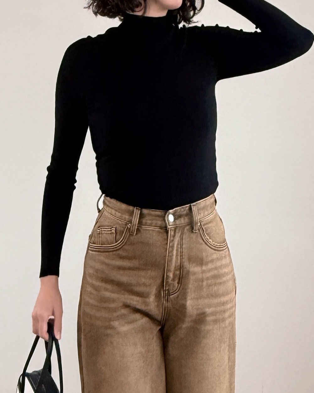 3D小立領上衣-黑2