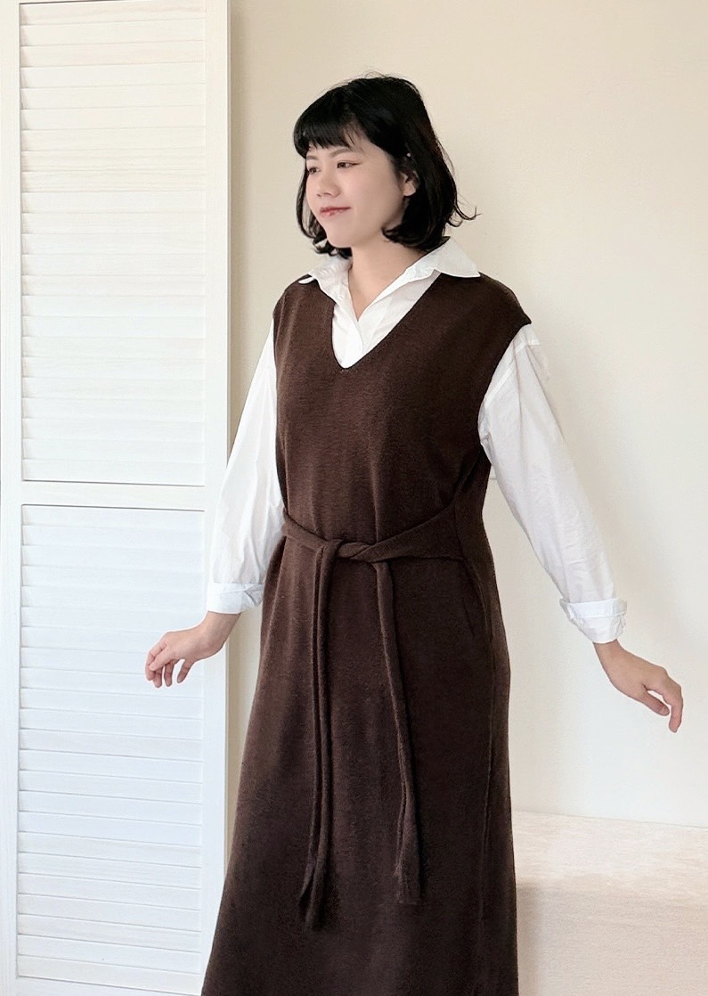 V領綁帶針織洋裝11