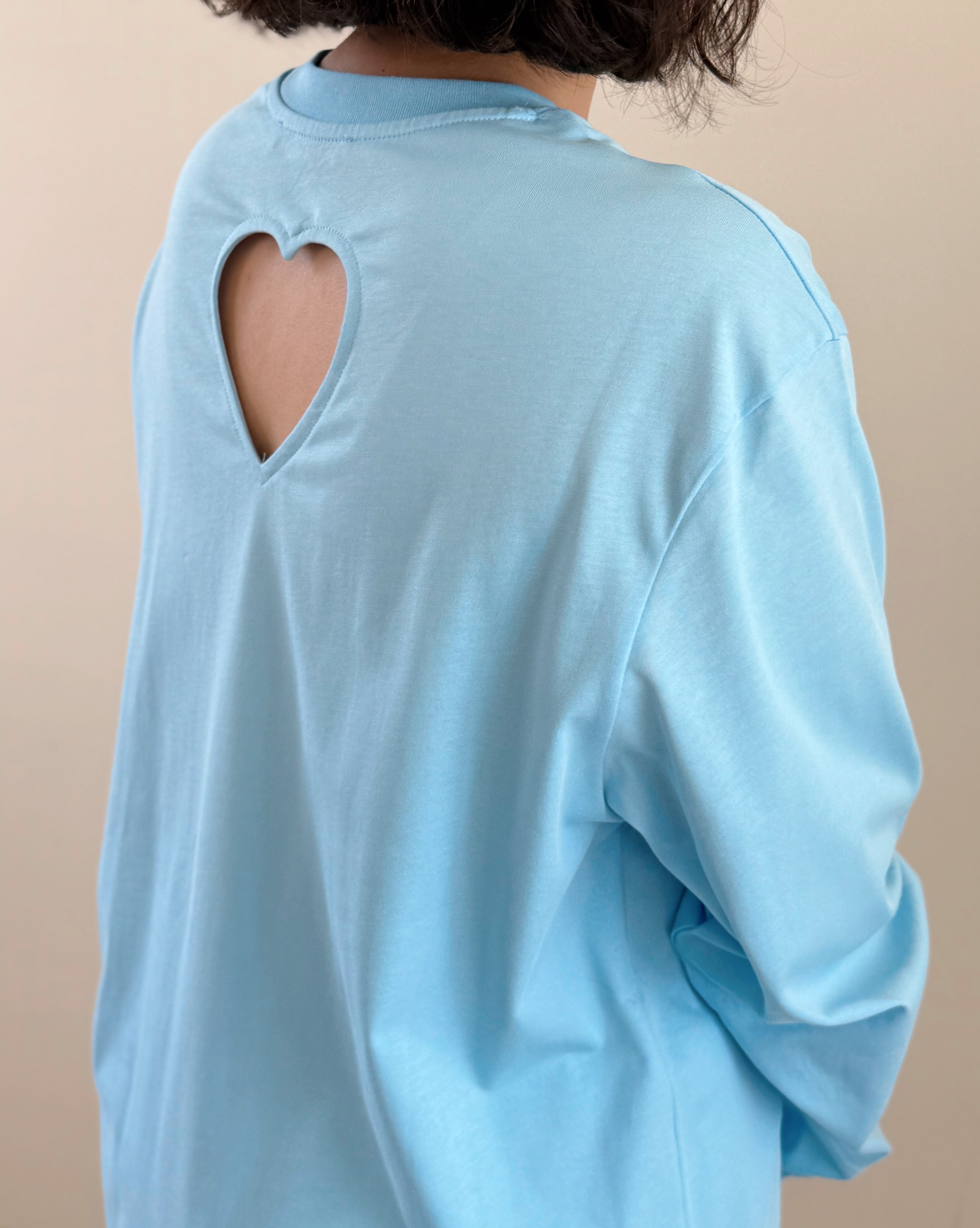 棉質愛心鏤空長tee2