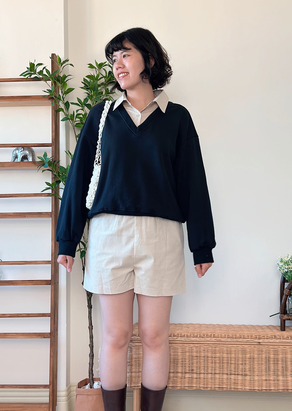 法式假兩件大學tee3