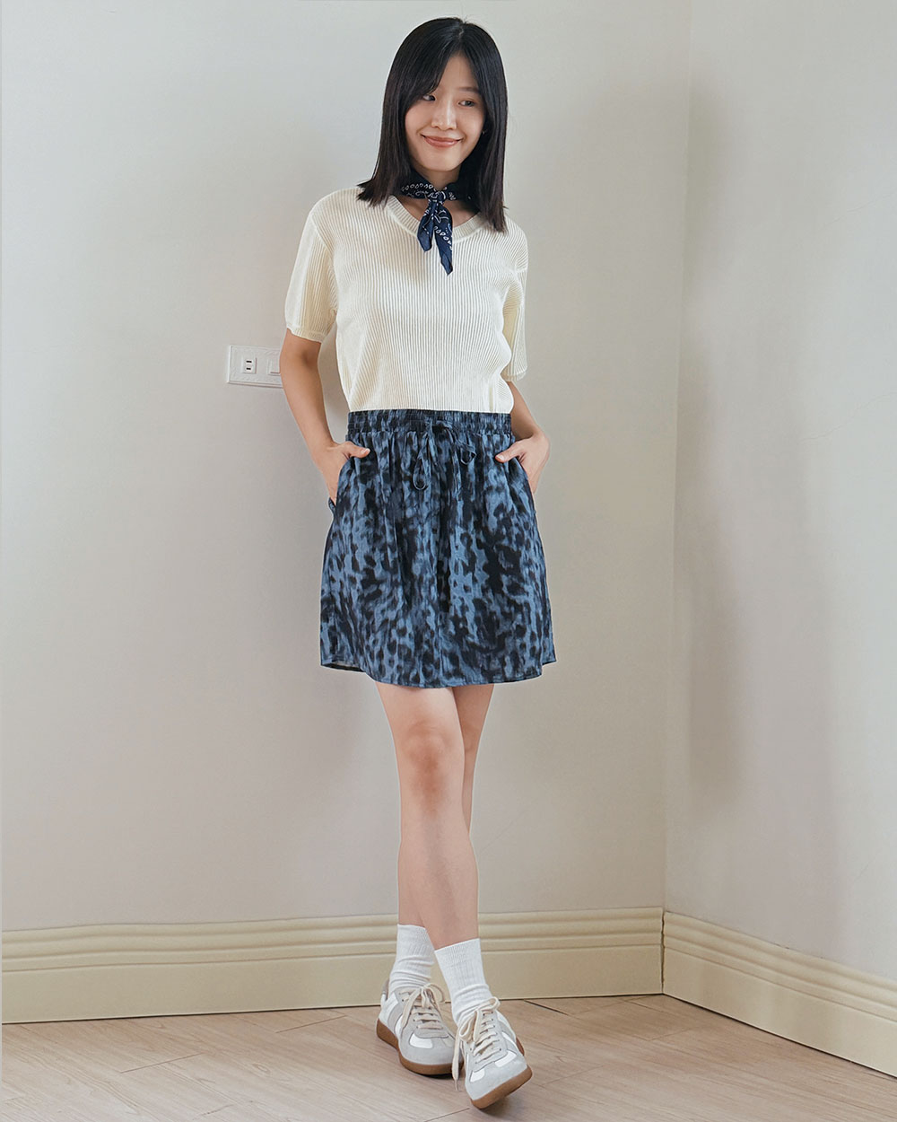 U領透膚羅紋針織衫-黃3