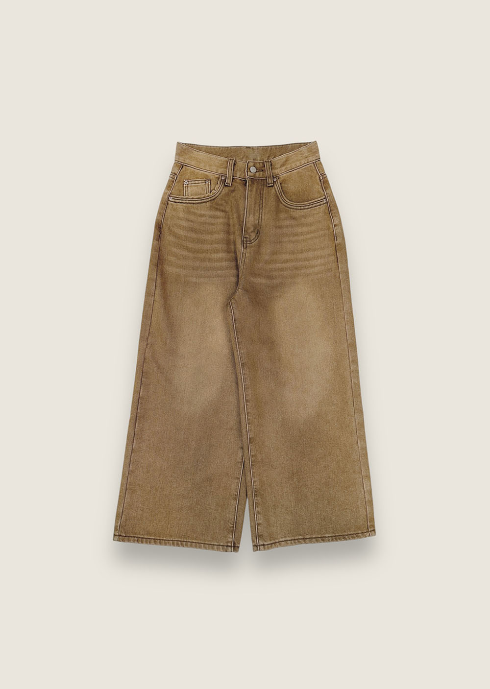 仿舊水洗牛仔寬裤