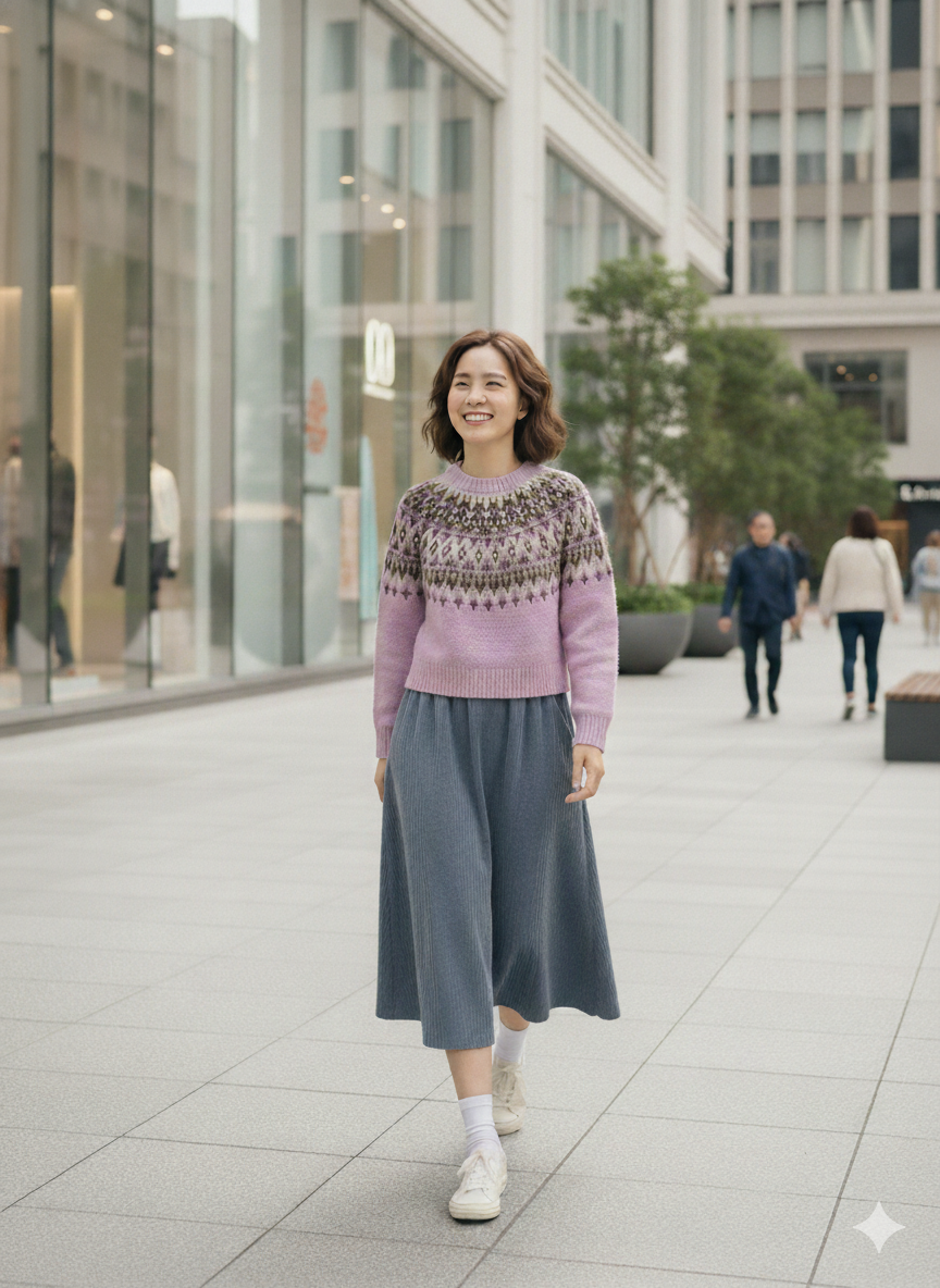 費爾島緹花毛衣-粉2