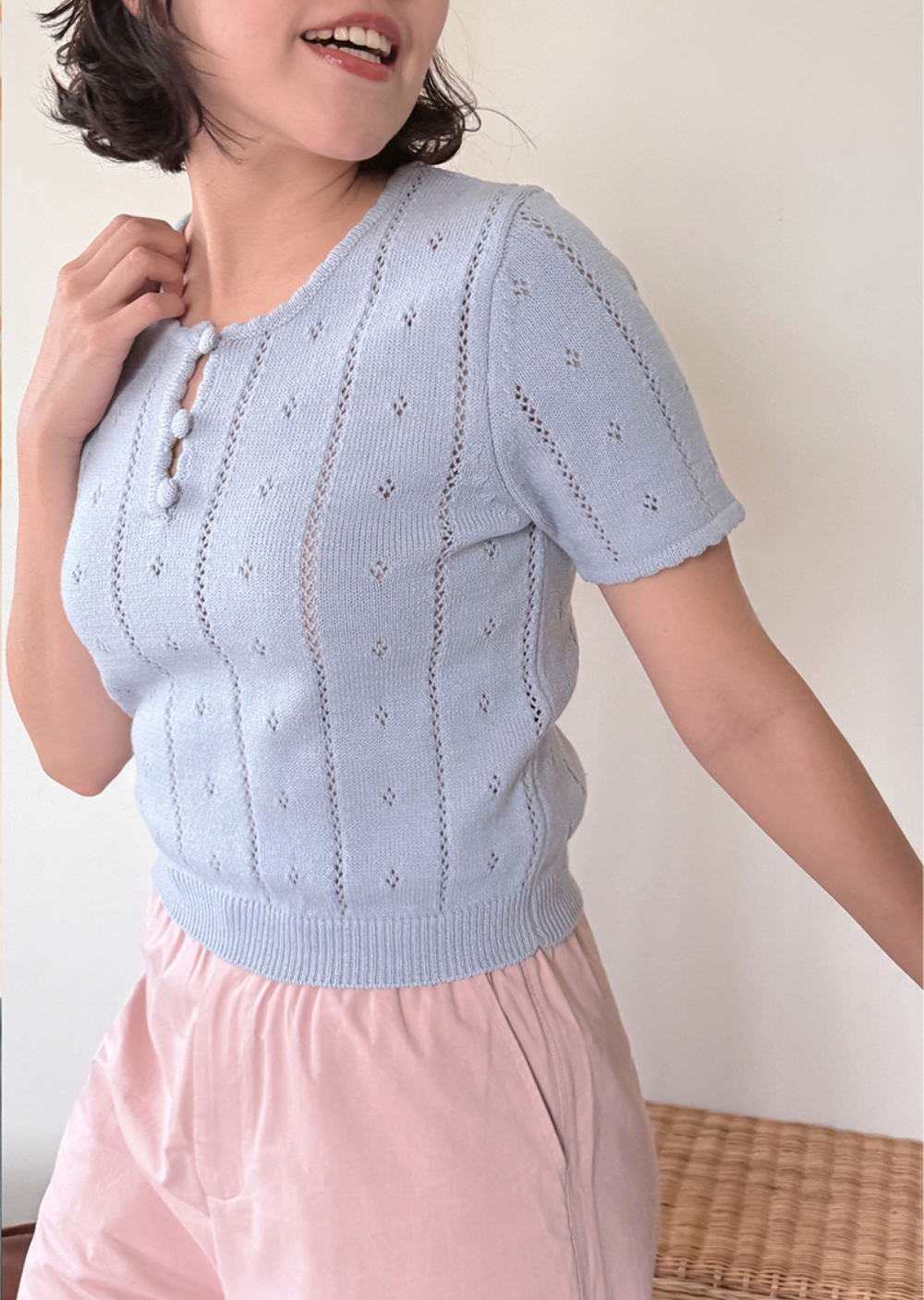 法式紋理針織衫-紫4