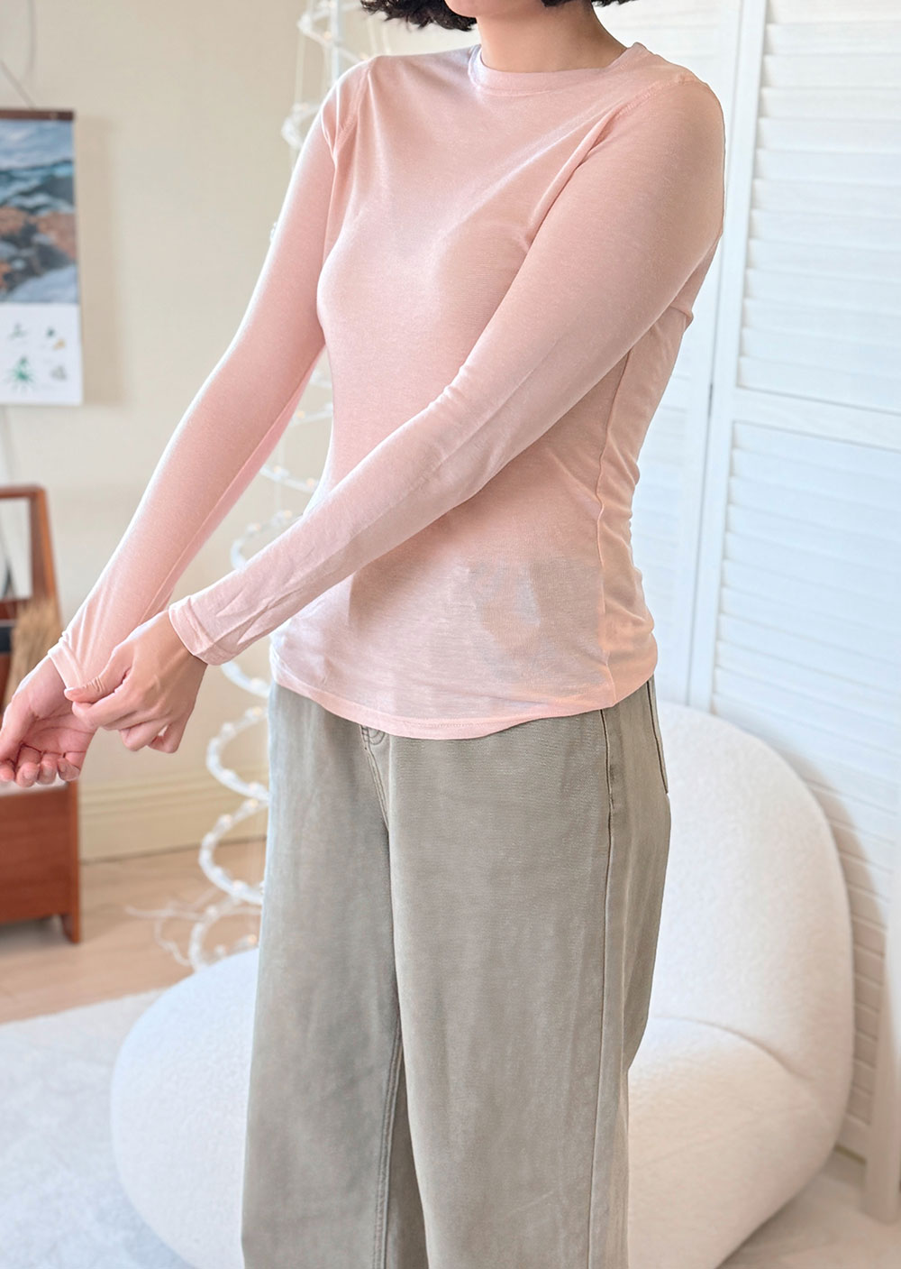 韓國天絲羊毛圓領上衣2