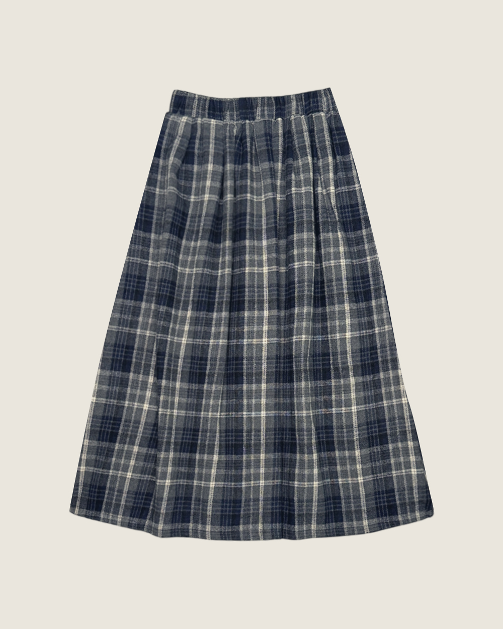 格紋毛呢鬆緊裙