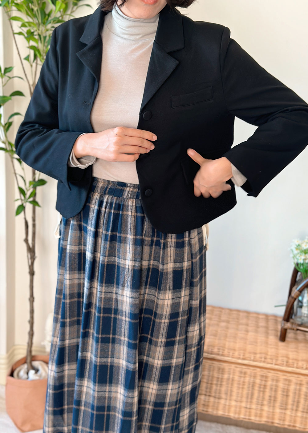 毛呢短版西裝外套