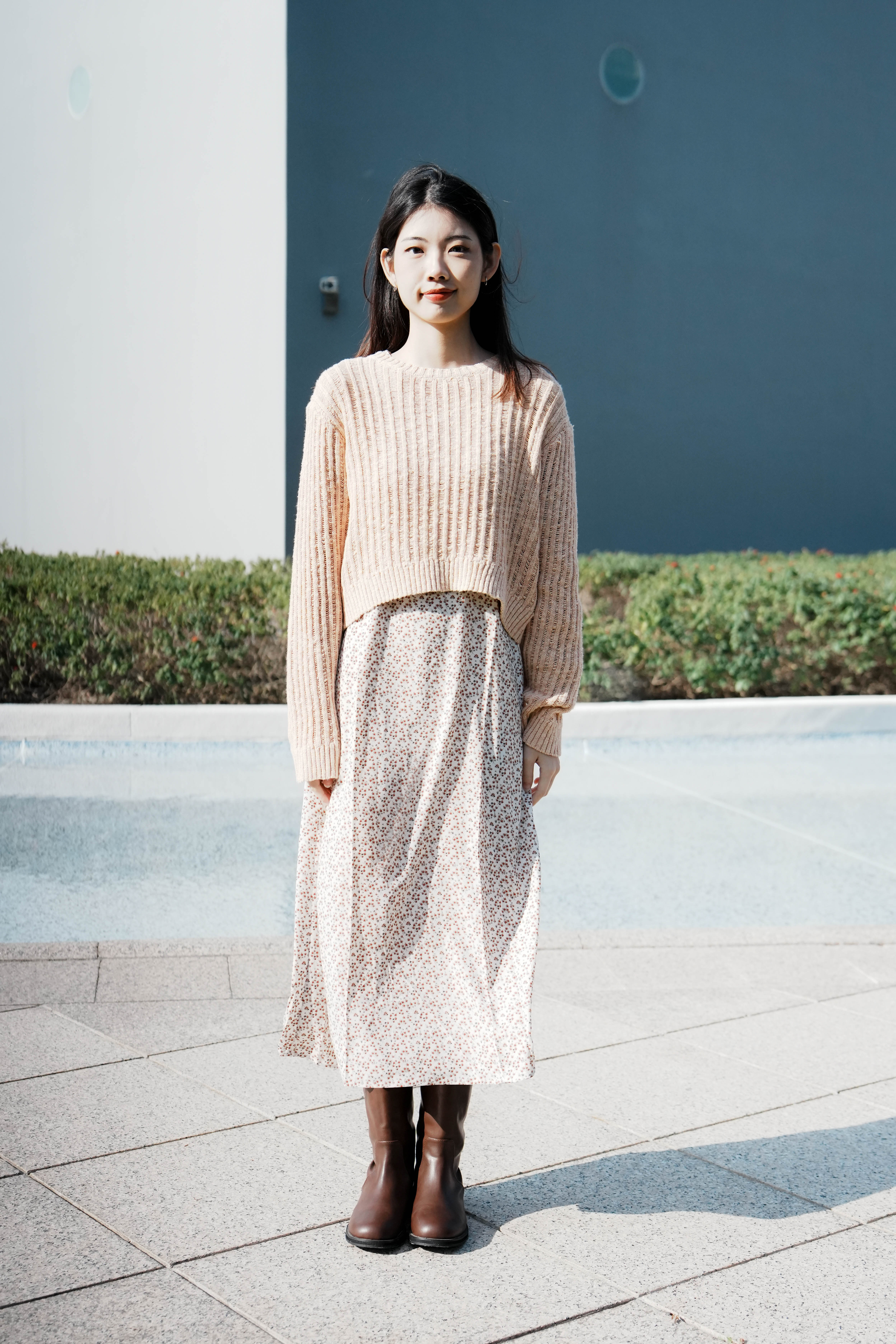 透膚織紋針織上衣2