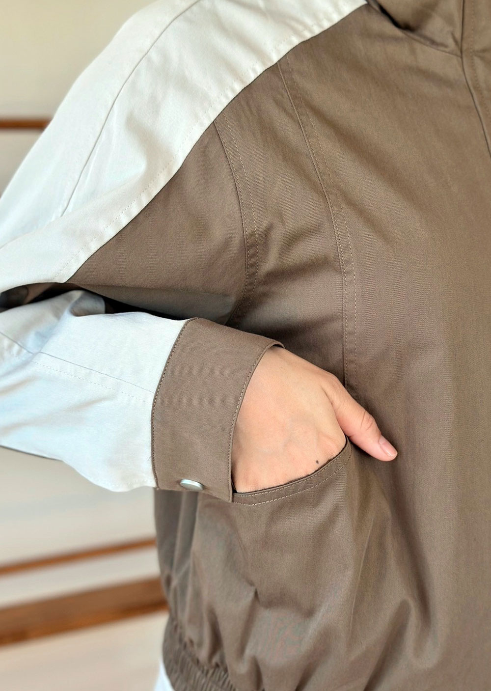 棉質撞色立領夾克4