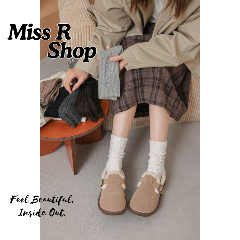 麻花羊毛襪 韓版簡約 純色加厚保暖中筒堆堆襪   n117