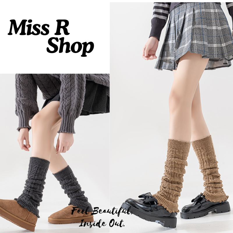 (冬襪) 網紅堆堆襪套 秋冬木耳邊 毛線針織腿套  n105