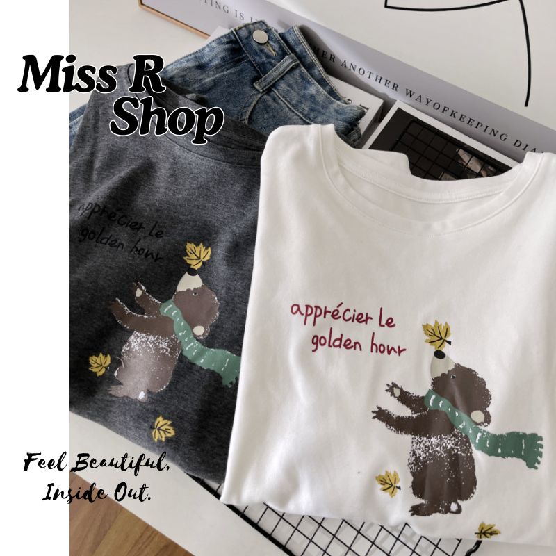 爆款韓版百搭 休閒卡通圓領長袖T恤   n2303