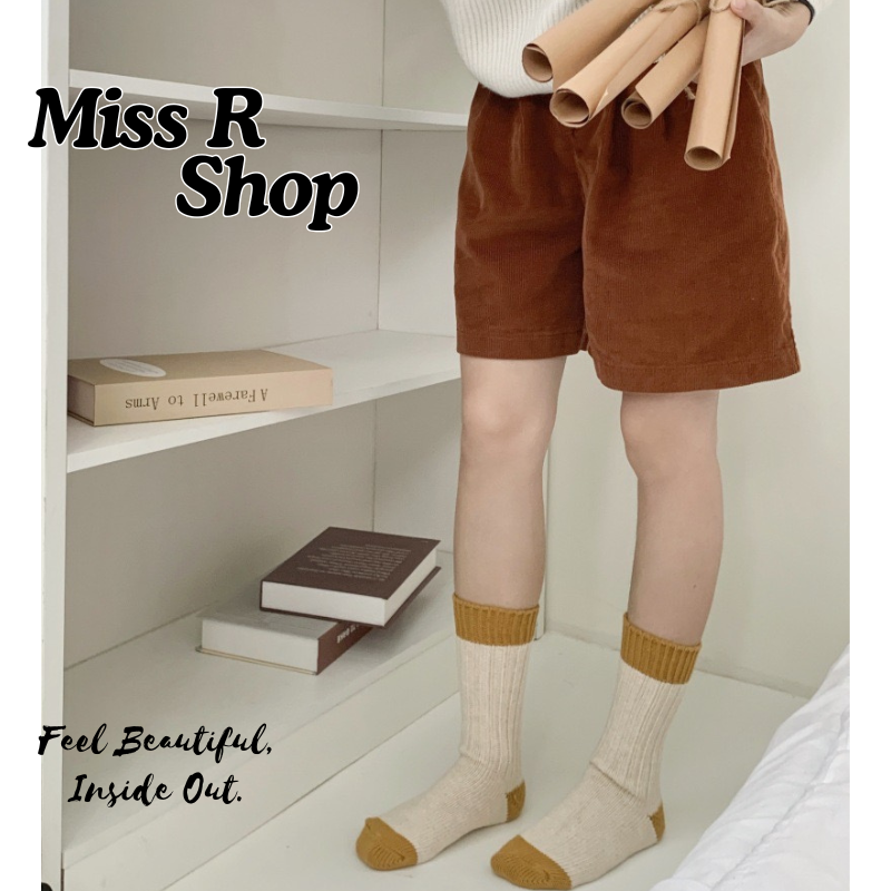 (厚襪) 日系撞色粗線條紋 秋冬學院風 百搭純棉襪  n120